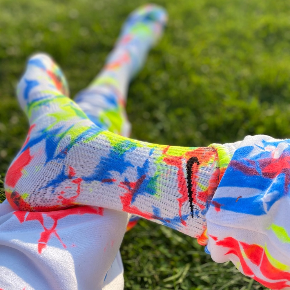 Neon Nike Tie Dye Socks